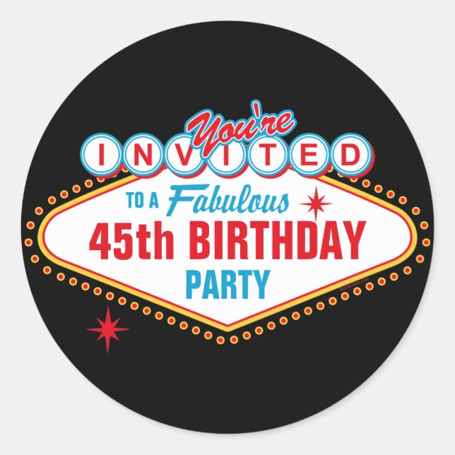 Pegatina Redonda Invitación Personalizado de Las Vegas (Anverso)