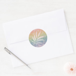 Pegatina Redonda Invitación personalizado Pastel Rainbow Asanoha ho
