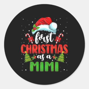 Pegatina Redonda Invitación Santa Primera Navidad Como Familia Mimi