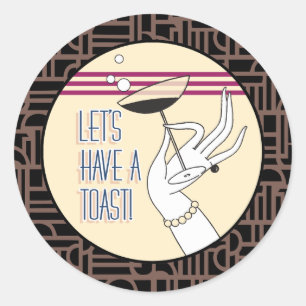 Pegatina Redonda Invitaciones a la fiesta de compromiso Art Deco