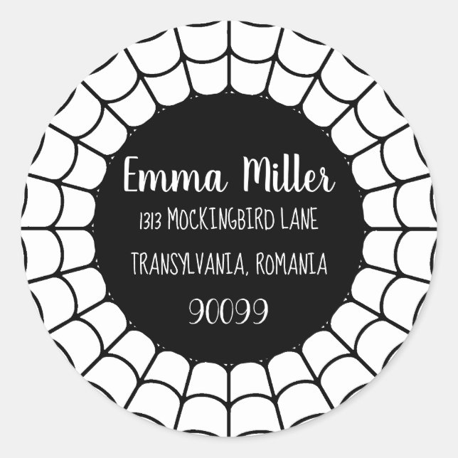 Pegatina Redonda Invitaciones de Spider Web Party (Anverso)