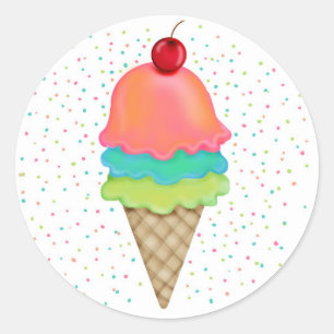 Pegatina Redonda Invitaciones del helado