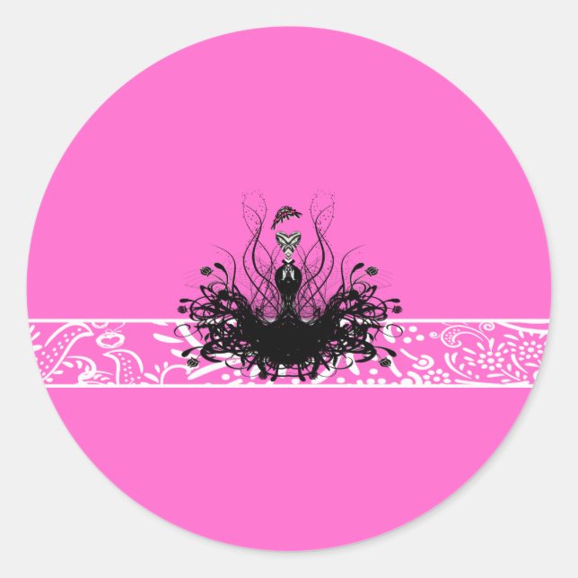 Pegatina Redonda Invitaciones, volantes y Pegatinas de la Moda Diva (Anverso)