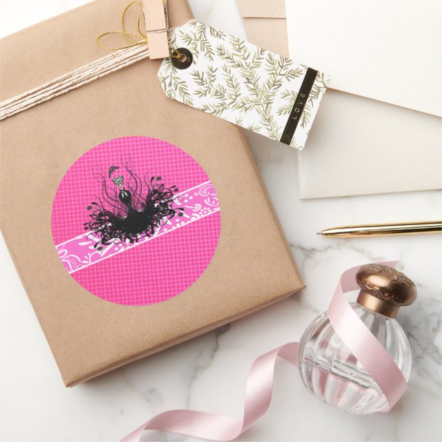 Pegatina Redonda Invitaciones, volantes y Pegatinas de la Moda Diva (Regalar)