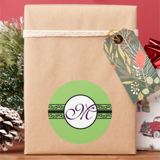 Pegatina Redonda Invitaciones y regalos de bodas de monograma (Vacaciones)