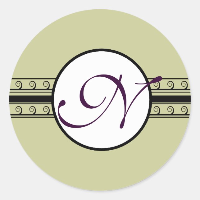 Pegatina Redonda Invitaciones y regalos de bodas de monograma (Anverso)