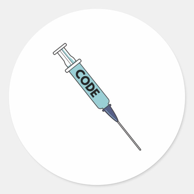 Pegatina Redonda Inyección de código diseño divertido para desarrol (Anverso)
