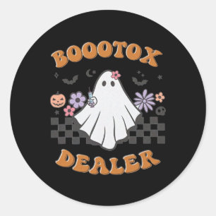 Pegatina Redonda Inyector de enfermería Halloween Retro Botox Deale