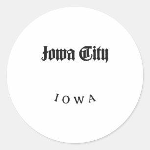 Pegatina Redonda Iowa City Iowa Black Font