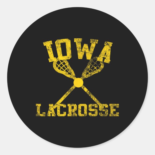 Pegatina Redonda Iowa Lacrosse (Anverso)