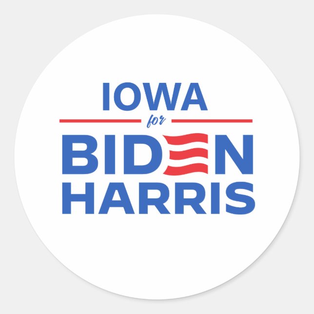 Pegatina Redonda Iowa para Biden Harris (Anverso)