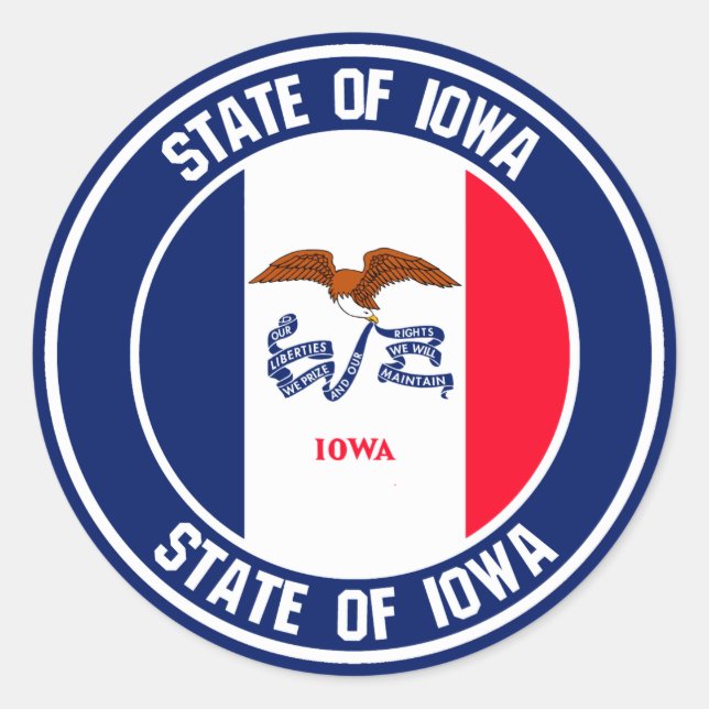 Pegatina Redonda Iowa Round Emblem (Anverso)