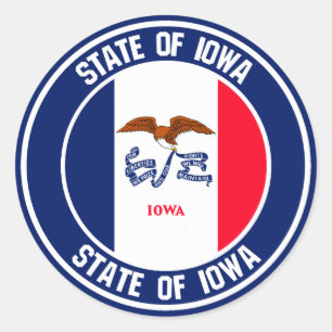 Pegatina Redonda Iowa Round Emblem
