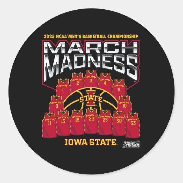 Pegatina Redonda Iowa State March Madness 2025 Men's Sketll Nil  (Anverso)