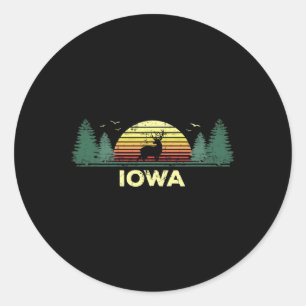 Pegatina Redonda Iowa Vintage Deer Hunting Sunset Souvenir
