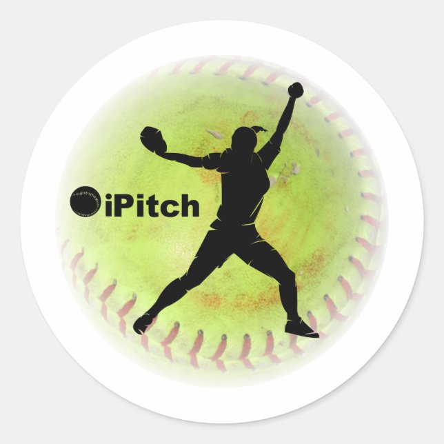 Pegatina Redonda iPitch Fastpitch Softball (Anverso)