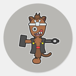 Pegatina Redonda Ippon-datara, el monstruo del herrero japonés