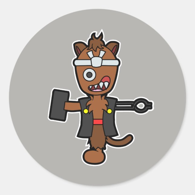 Pegatina Redonda Ippon-datara, el monstruo del herrero japonés (Anverso)