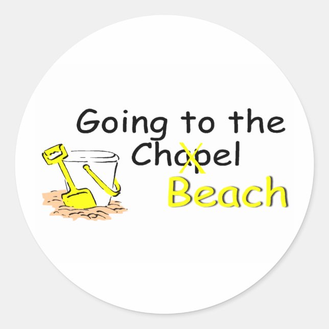 Pegatina Redonda Ir A La Playa (Pail) (Anverso)