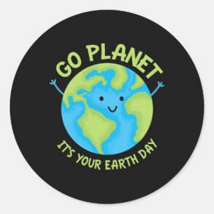 Pegatina Redonda Ir al planeta es tu cumpleaños Kawaii Día de la Ti
