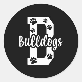 Pegatina Redonda Ir Bulldoges Pawprint School Mascot Spirit Footbal