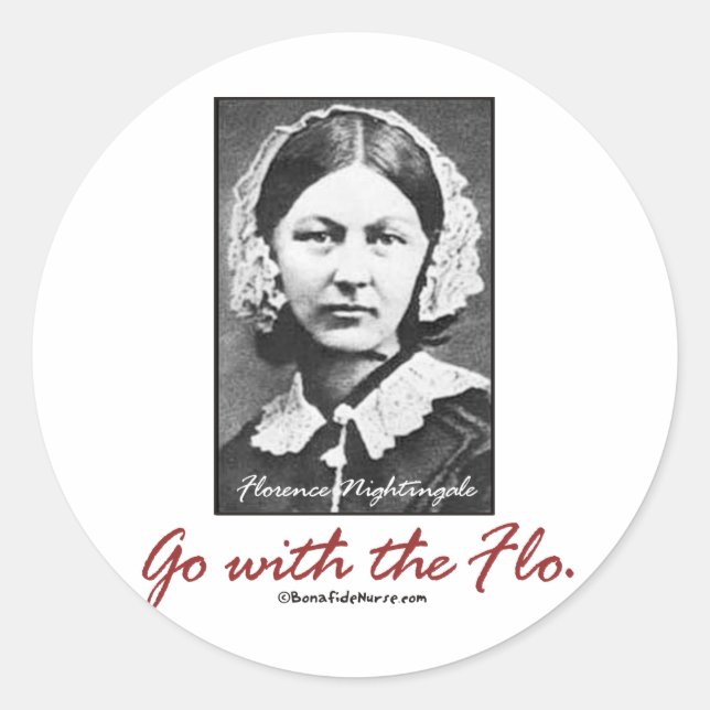 Pegatina Redonda Ir con Florence Nightingale (Anverso)