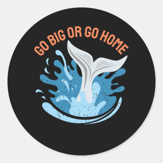 Pegatina Redonda Ir Grande O Ir A Casa Diseño De Nadador (Anverso)