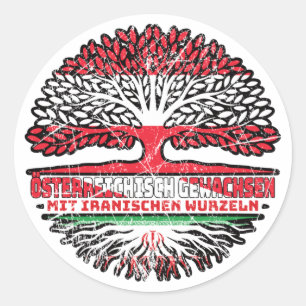 Pegatina Redonda Iran Iranisch Österreichisch Österreich Baum