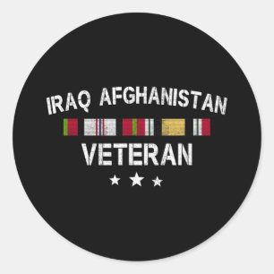 Pegatina Redonda Iraq: Cinta del servicio del orgullo de los vetera