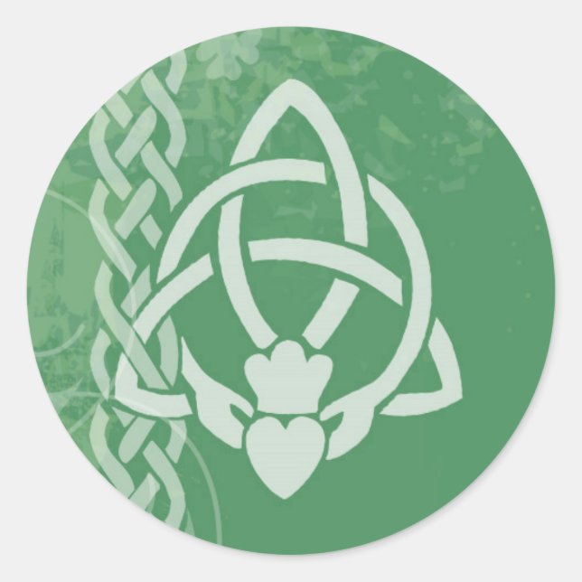 Pegatina Redonda Ireland Claddagh (Anverso)