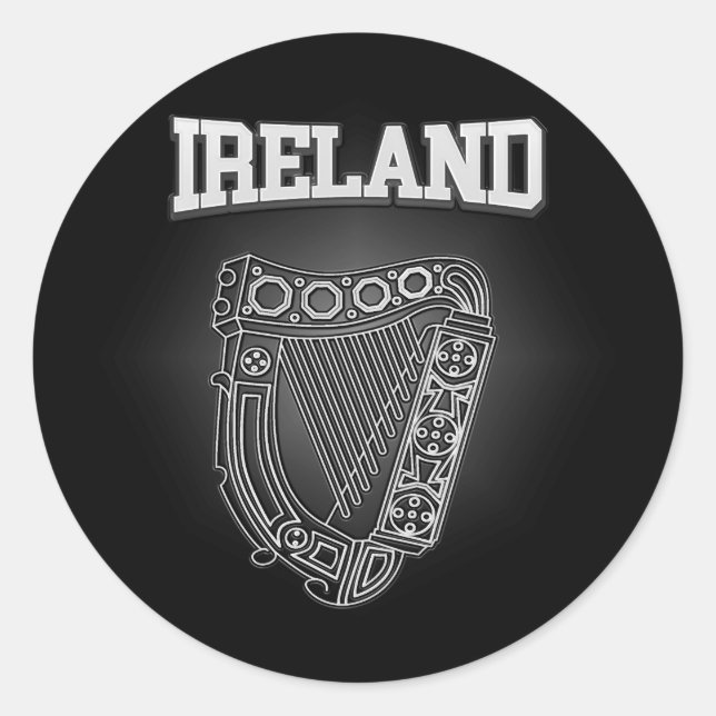 Pegatina Redonda Ireland Coat of Arms (Anverso)