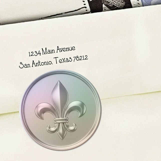 Pegatina Redonda Iridescent Fleur de Lis Envelope Seal Embossed  (Subido por el creador)