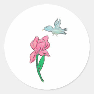Pegatina Redonda Iris rosa