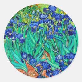 Pegatina Redonda Irises (1889) Bella Artes botánico Vincent Van Gog