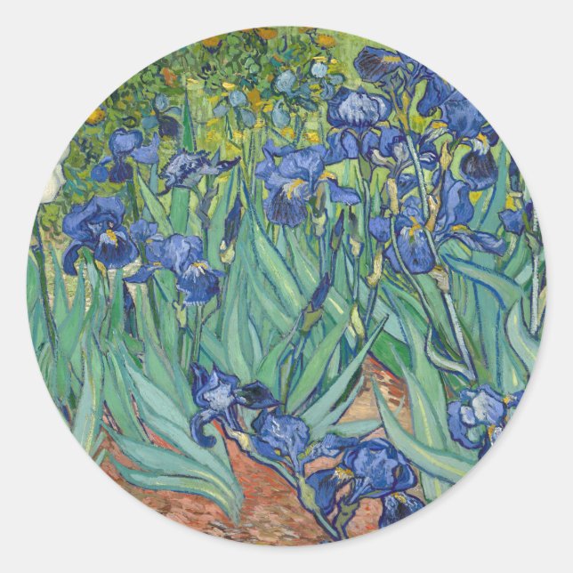 Pegatina Redonda Irises de Van Gogh (Anverso)