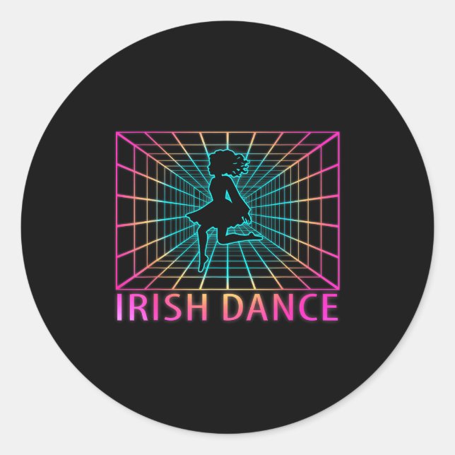 Pegatina Redonda Irish Dance Retro Dancer Gift  (Anverso)