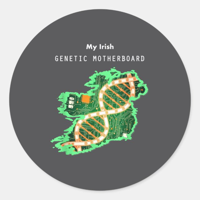 Pegatina Redonda Irish Dna Ireland Motherboard  (Anverso)