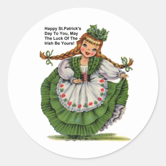 Pegatina Redonda Irish Girl Round Sticker (Anverso)
