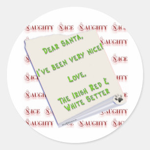 Pegatina Redonda Irish Setter Naughty Nice
