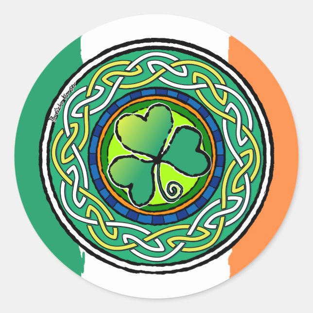 Pegatina Redonda Irish shamrock (Anverso)