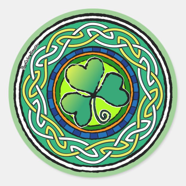 Pegatina Redonda Irish shamrock (Anverso)