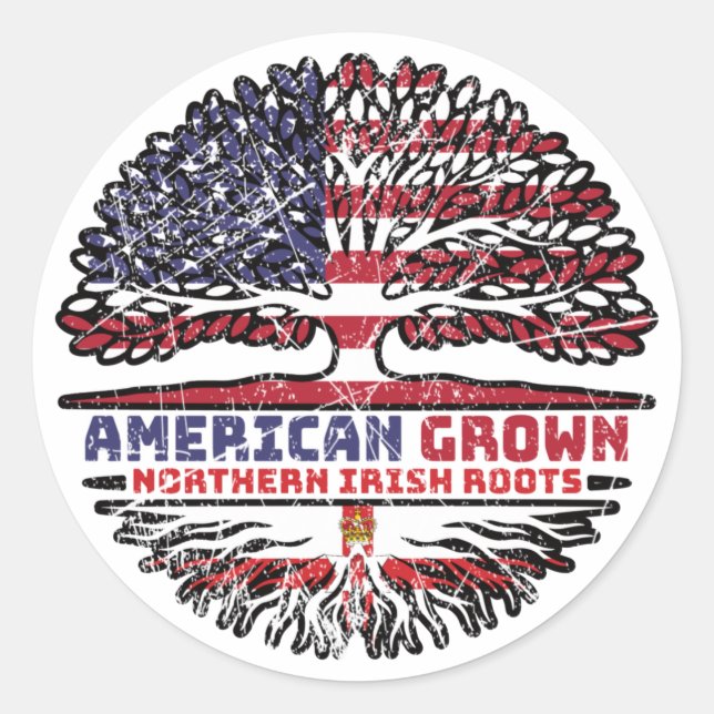 Pegatina Redonda Irlanda del Norte Irlanda Ulster Estados Unidos (Anverso)