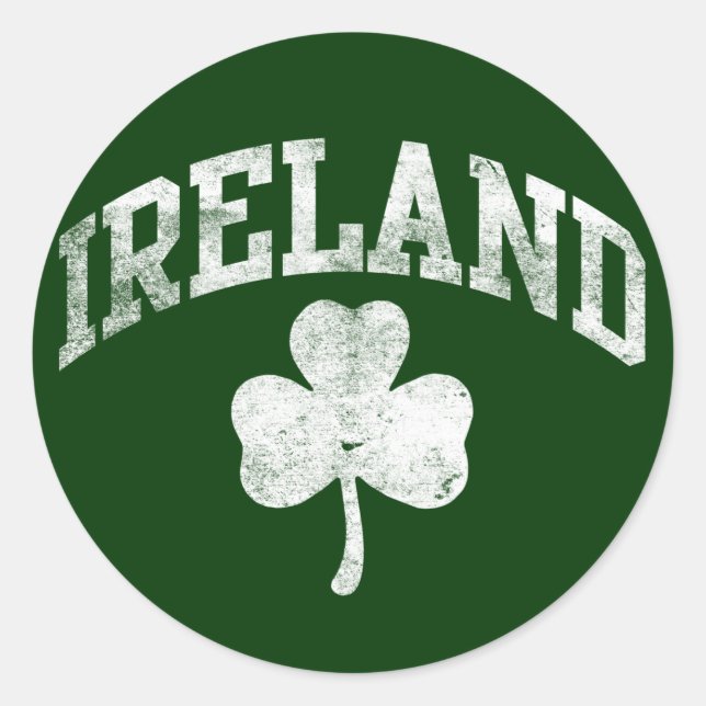 Pegatina Redonda Irlanda, estilo Grunge Shamrock Varsity (Anverso)