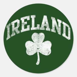 Pegatina Redonda Irlanda, estilo Grunge Shamrock Varsity