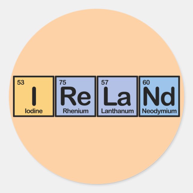 Pegatina Redonda Irlanda hecha de Elementos (Anverso)
