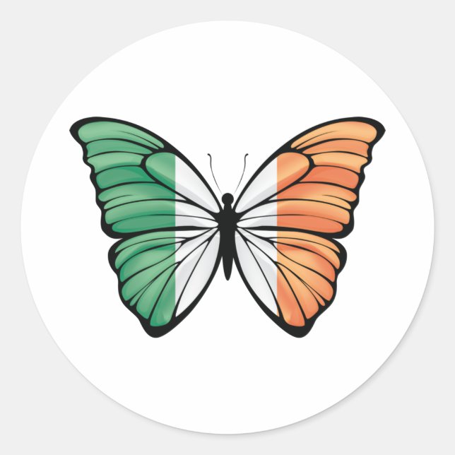 Pegatina Redonda Irlanda Hypolimnas Butterfly (Anverso)