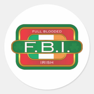 Pegatina Redonda Irlandés de F B I