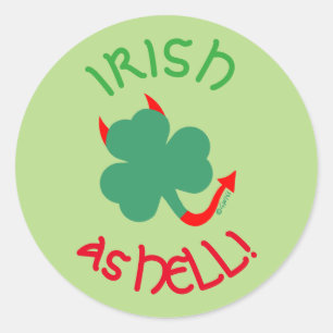 Pegatina Redonda Irlandés: el infierno bailando el Shamrock