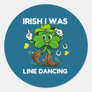 Pegatina Redonda Irlandés estaba bailando en línea divertido día de