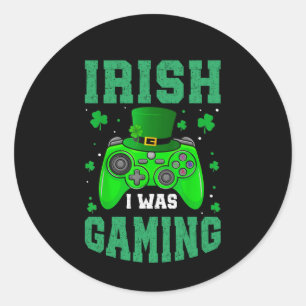 Pegatina Redonda Irlandés, estaba jugando